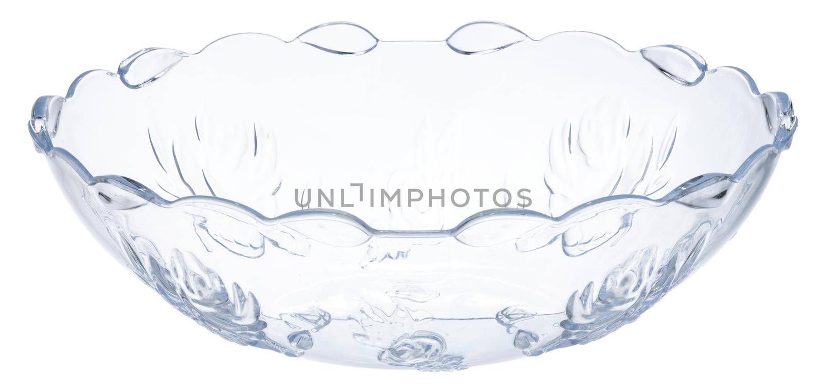 Stylish glass bowl dishware isolated on white background