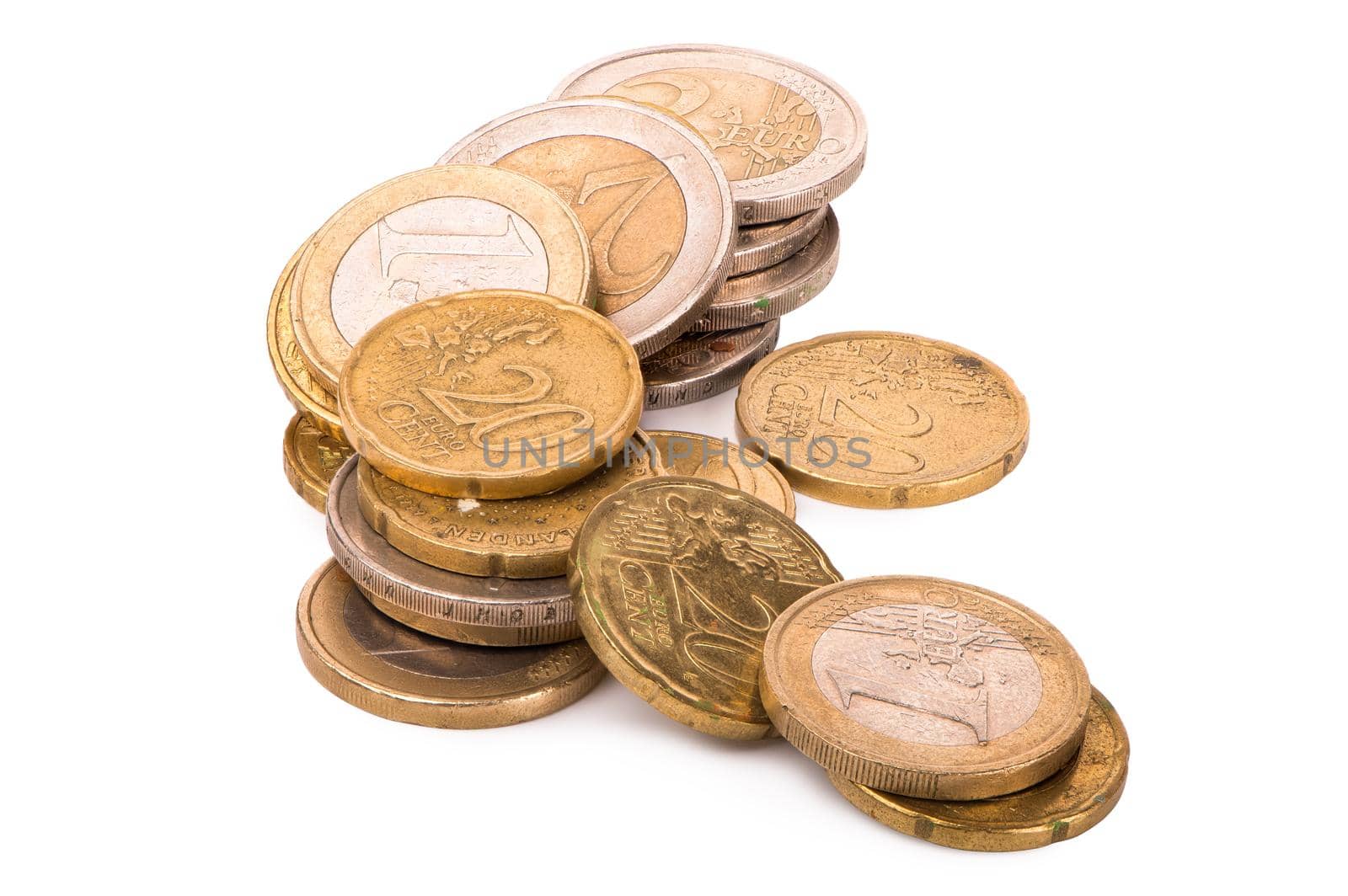 Euro cent coins isolated by Givaga