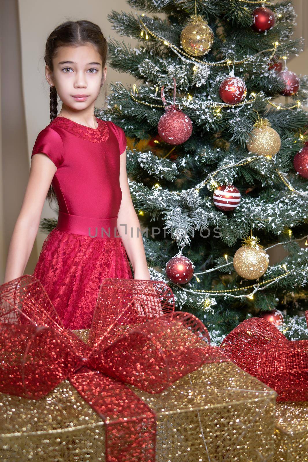 The girl at the Christmas tree. by kolesnikov_studio