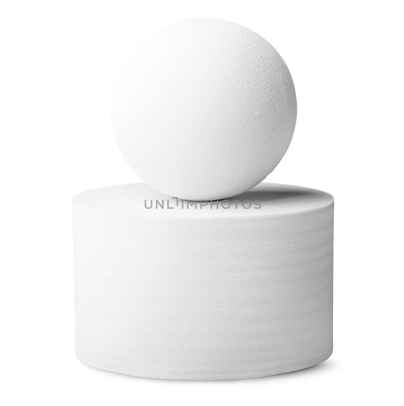 Perfect white cylinder and ball isolated on white