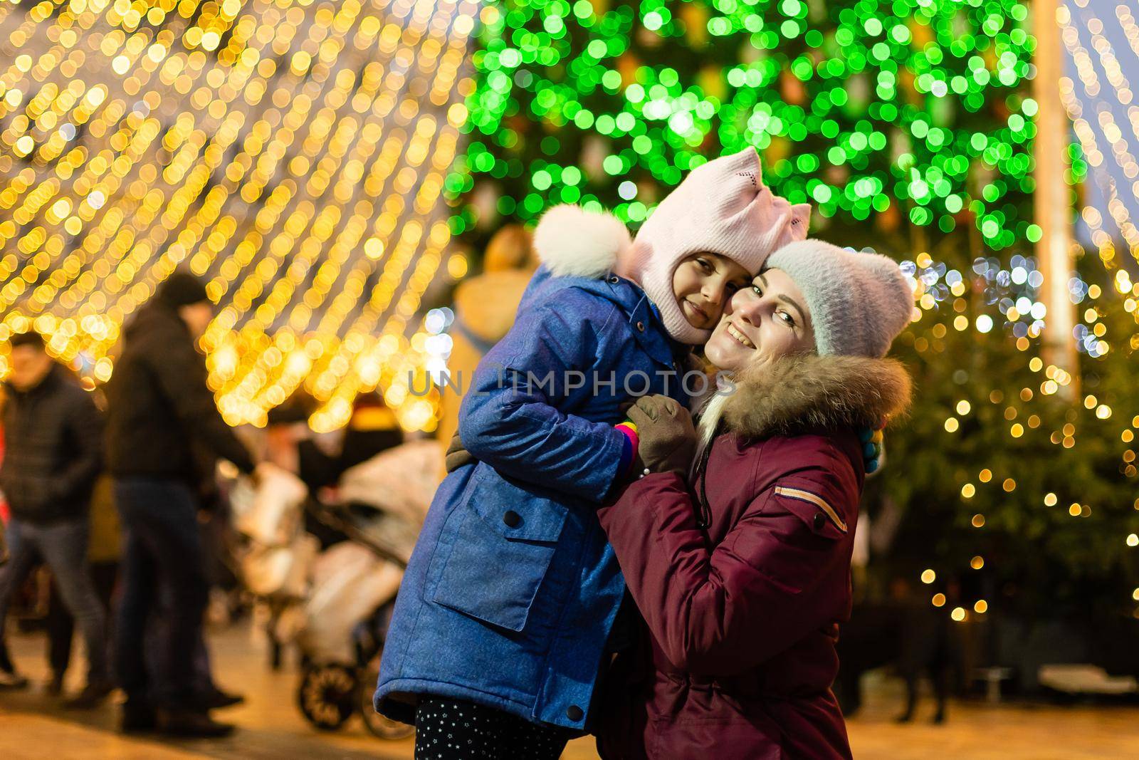 Kiev, Ukraine, Sophia Square, January 5, 2021: Street decoration on the eve of Christmas holidays.