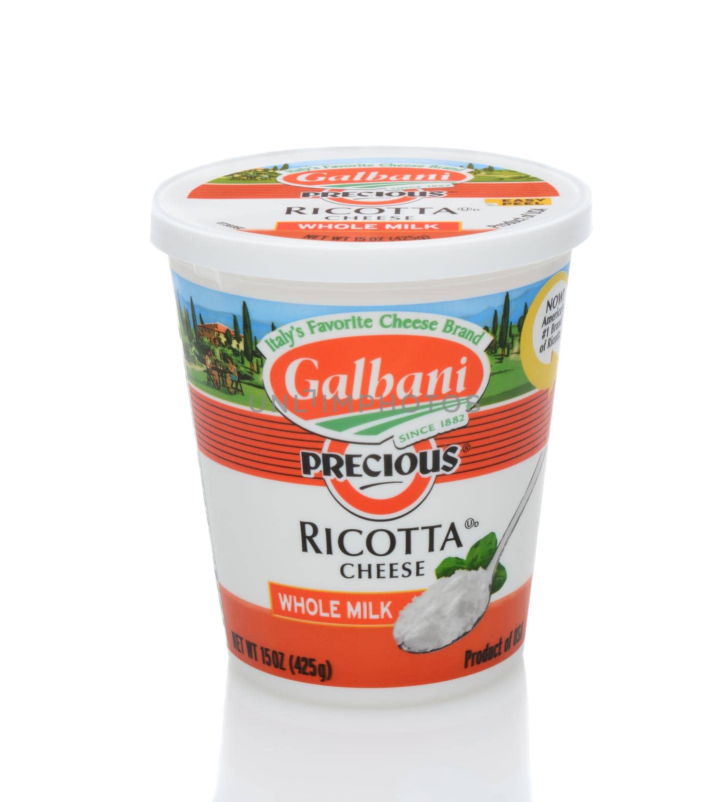 IRVINE, CA - DECEMBER 12, 2013: A 15 ounce container of Galbani Precious Ricotta Cheese. Galbani founded in 1882 by Egidio Galbani, is part of the Lactalis American Group, Inc. 