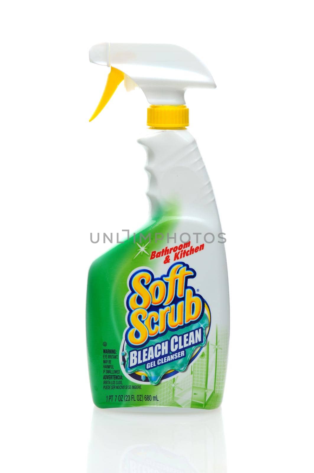 IRVINE, CALIFORNIA - 31 JAN 2011: Single 23oz bottle of Soft Scrub Bathroom & Kitchen Gel Cleanser on a white background