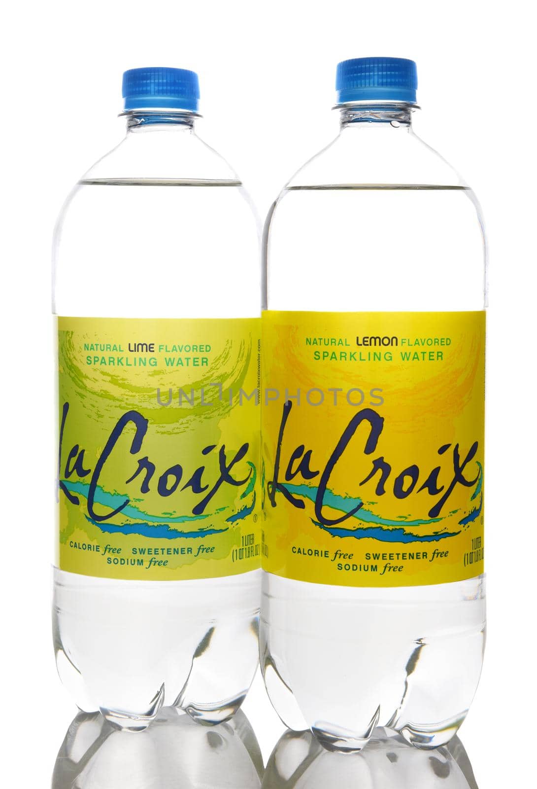 IRVINE, CALIFORNIA - 9 OCT 2019: Two bottles of La Croix Flavored Sparkling Water by sCukrov