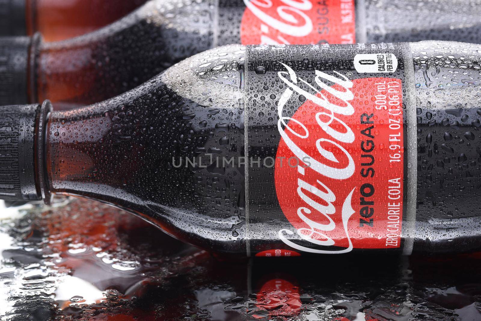 Coca-Cola Zero Sugar bottles closeup by sCukrov