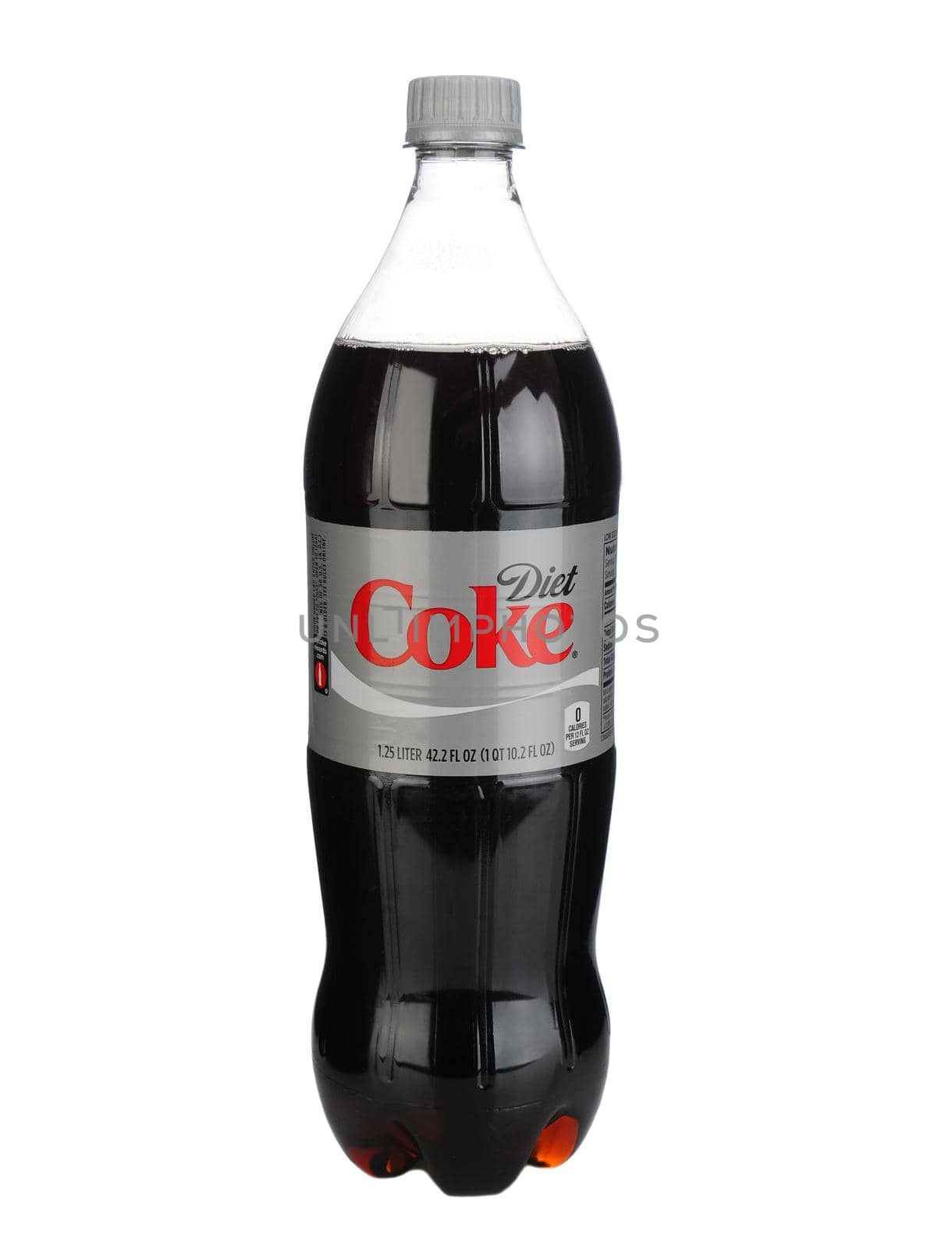 IRVINE, CA - January 11, 2013: A 1.25 Liter bottle of Diet Coke. Introduced in the US on August 9, 1982, it was the first new brand since 1886 to use the Coca-Cola trademark.