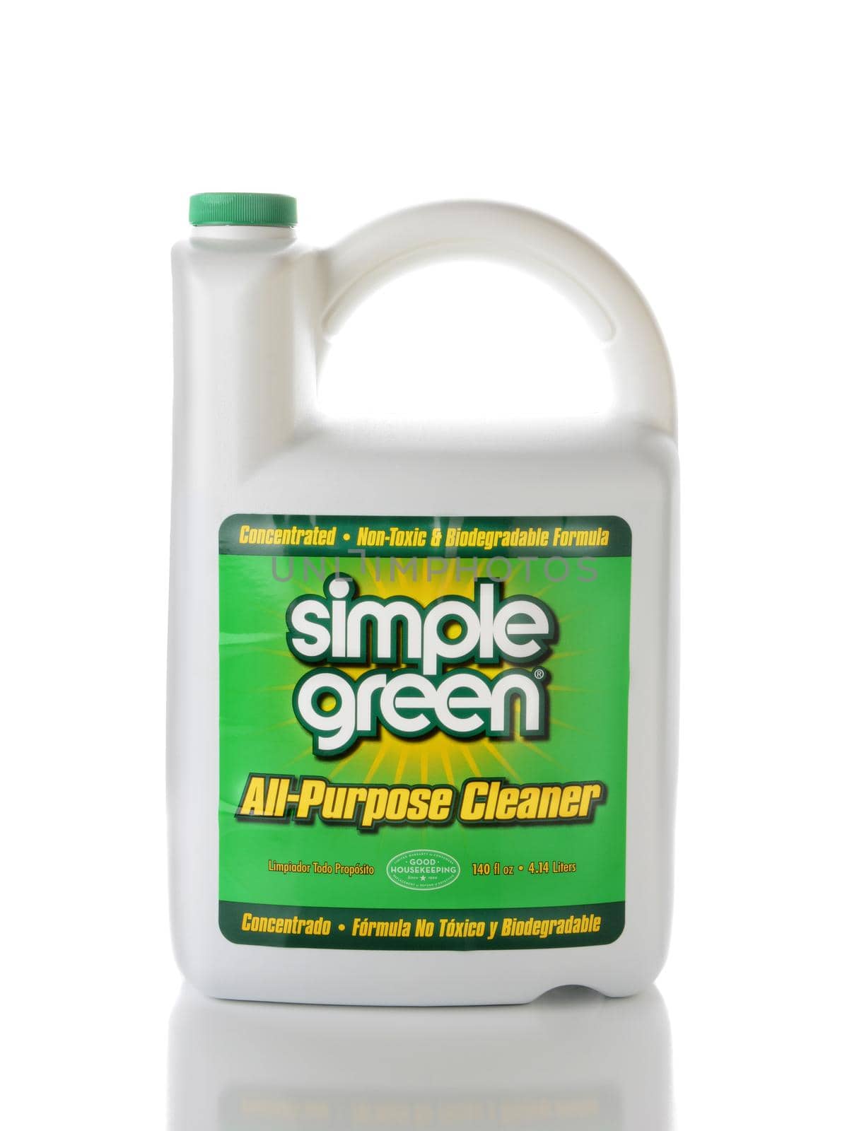 IRVINE, CA - JUNE 2, 2015: A bottle of Simple Green All-Purpose Cleaner. Produced by Sunshine Makers, it is an environmentally friendly, non-toxic, and biodegradable cleaner.