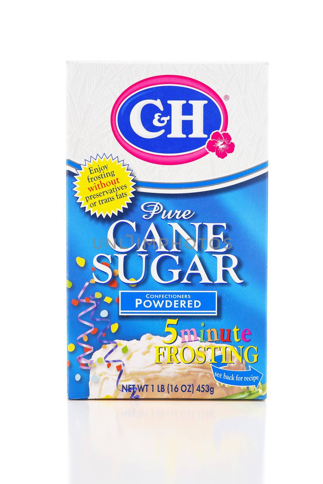 IRVINE, CALIFORNIA - APRIL 30, 2019: A package of C and H powdered sugar. The pure cane confectioners sugar from Hawaii. 