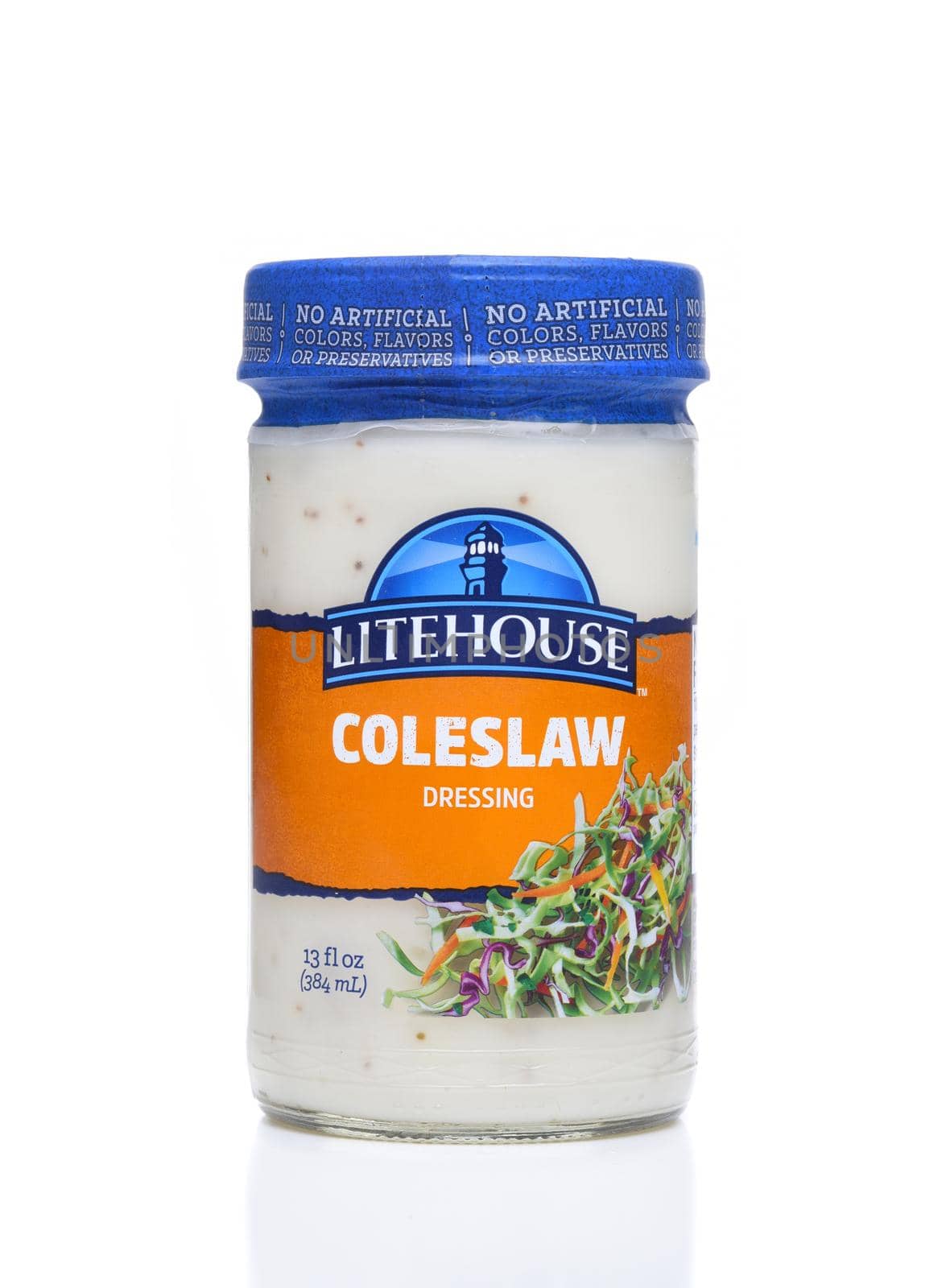 IRVINE, CALIFORNIA - DEC 4, 2018: A jar of Litehouse Coleslaw Dressing. The popular dressing is sweet, tangy and thick.