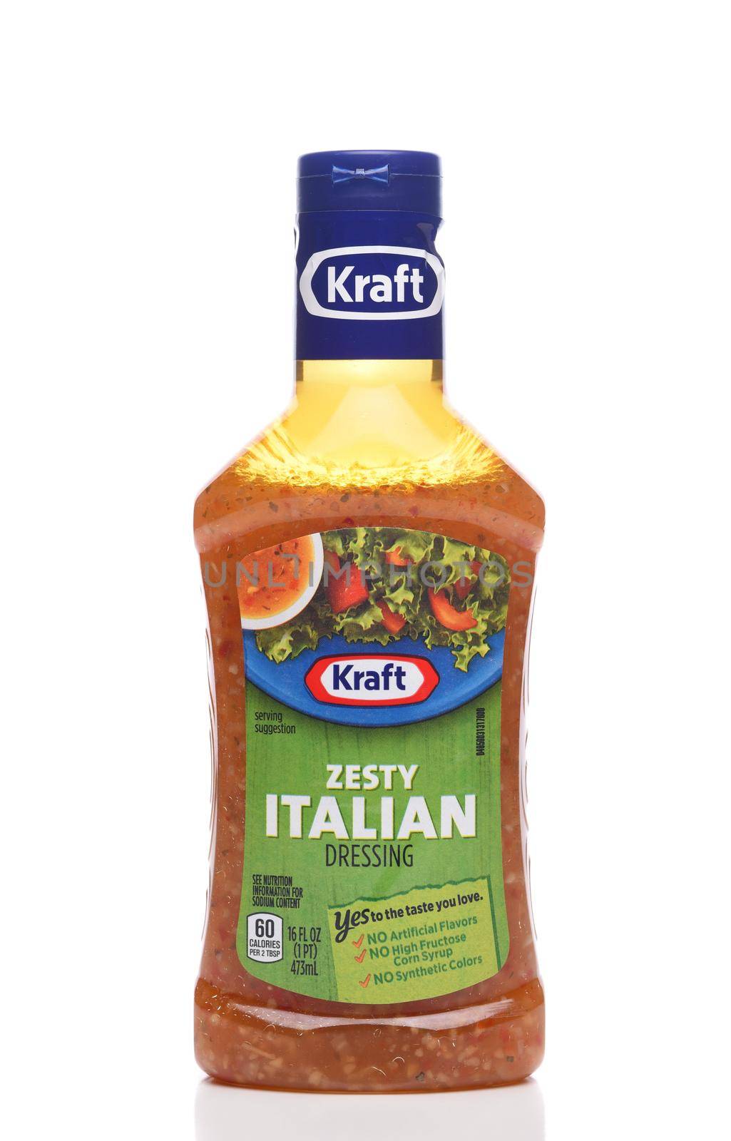 IRVINE, CALIFORNIA - 16 MAY 2020: A bottle of Kraft Zesty Italian Dressing. 