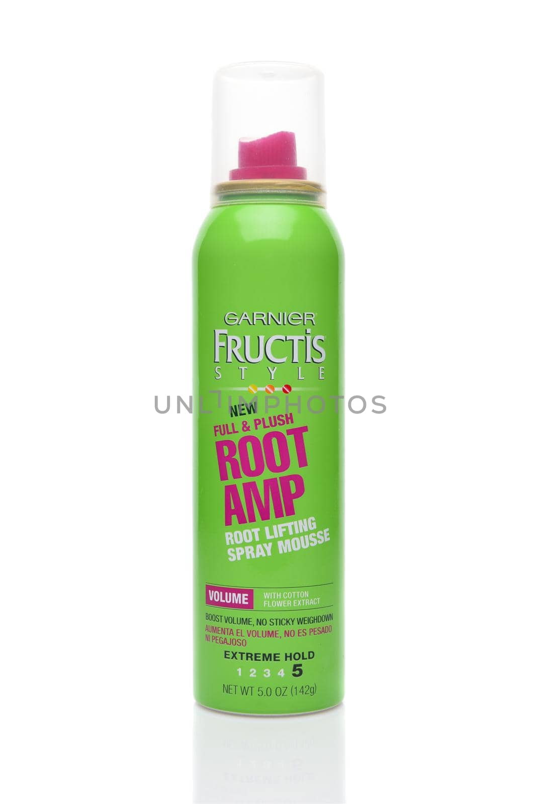 IRVINE, CALIFORNIA - AUGUST 20, 2019: A 5 ounce can of Garnier Fructis Root Amp Spray Mousse.  by sCukrov