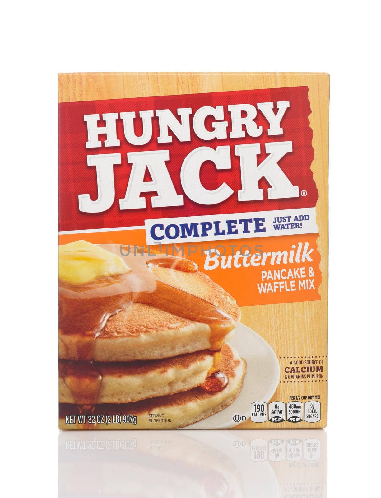 A 32 ounce package of Hungry Jack Buttermilk Pancake and Waffle Mix.  by sCukrov