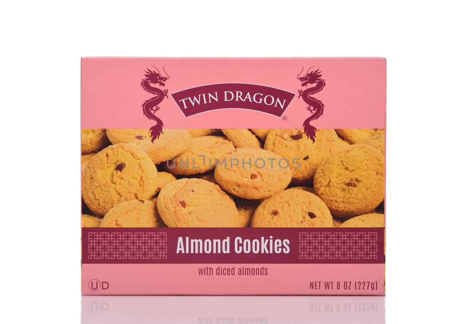 IRVINE, CALIFORNIA - 24 DECEMBER 2019: A box of Twin Dragon Almond Cookies. 