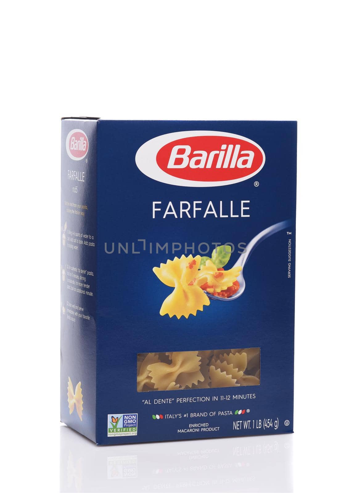 IRVINE, CALIFORNIA - 13 DECEMBER 2019: A box of Barilla Farfalle, or Bow Tie Pasta. by sCukrov