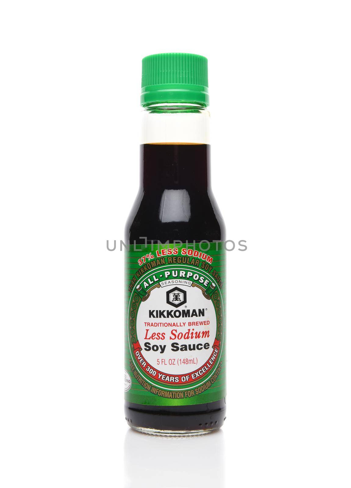 IRVINE, CALIFORNIA - AUGUST 20, 2019: A bottle of Kikkoman Soy Sauce with Less Sodium.  by sCukrov