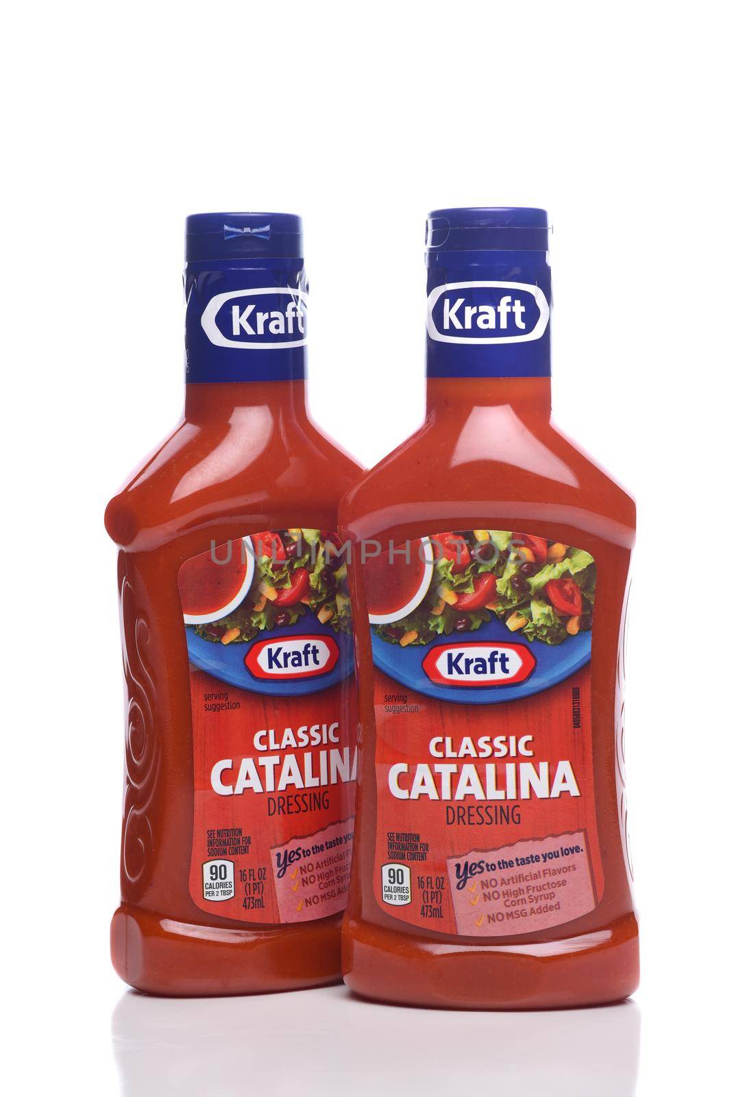 IRVINE, CALIFORNIA - 17 MAY 2020: Two bottles of Kraft Classic Catalina Salad Dressing.