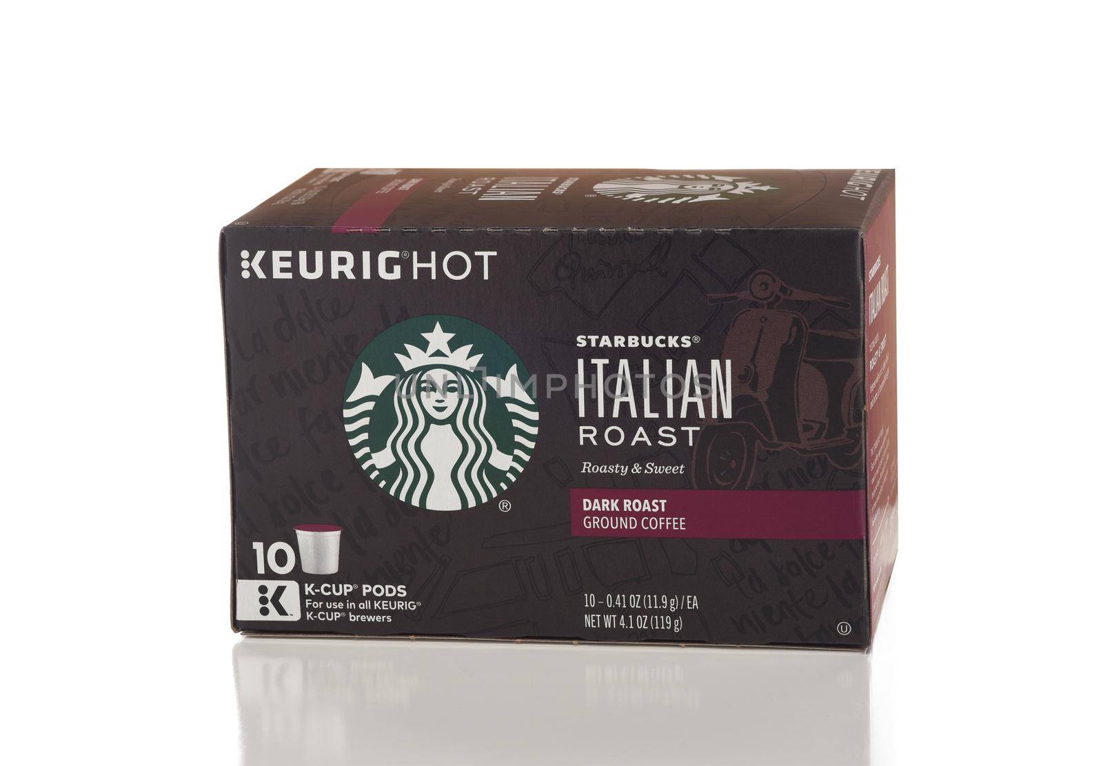 IRVINE, CALIFORNIA - APRIL 30, 2019: A package of Keurig Starbucks Italian Roast Coffee K-Cups Pods.