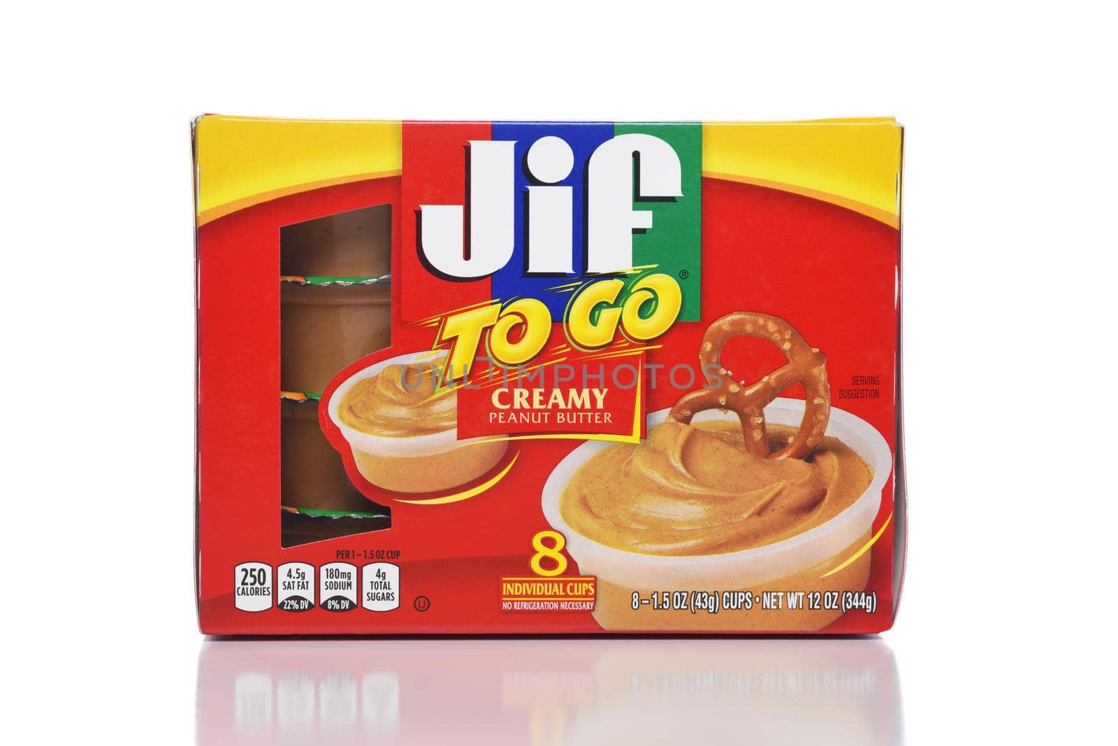 IRVINE, CALIFORNIA - 12 NOV 2020: An 8 count package of Jif To Go Creamy Penaut Butter.