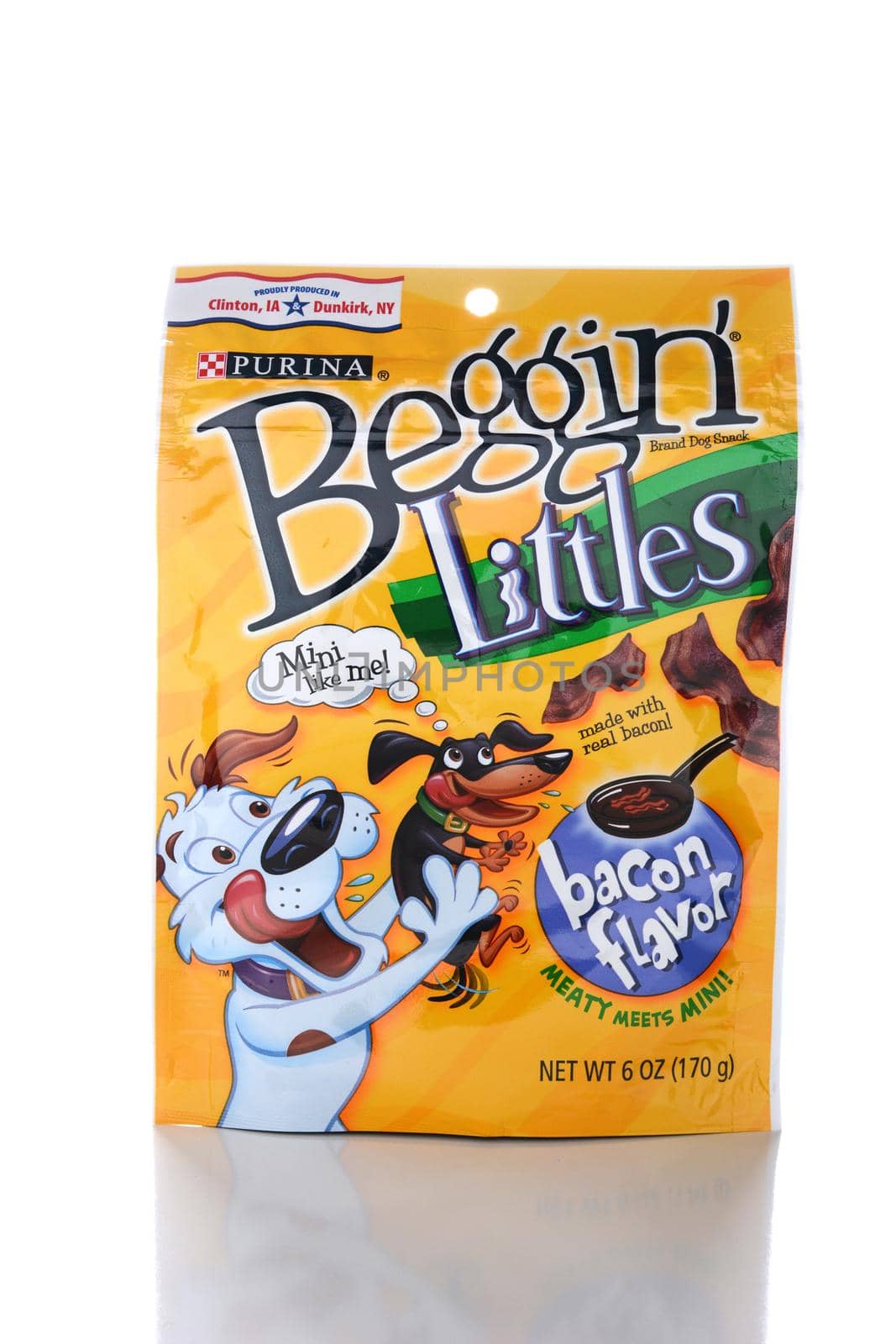 IRVINE, CA - JUNE 14, 2015: A package of Beggin Littles. The bacon flavored snacks are amde for small breed dogs by the Nestle Purina PetCare Company.