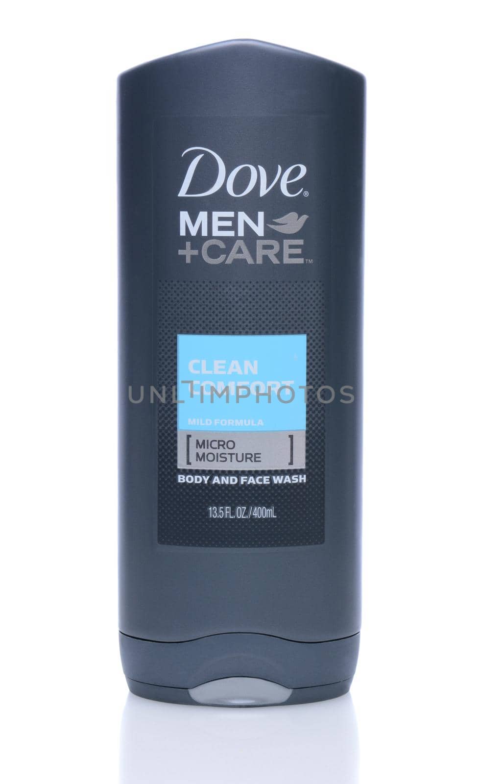IRVINE, CA - May 14, 2014: A 13.5oz bottle of Dove Men +Care Body and Face Wash. Dove is a personal care brand owned by Unilever.