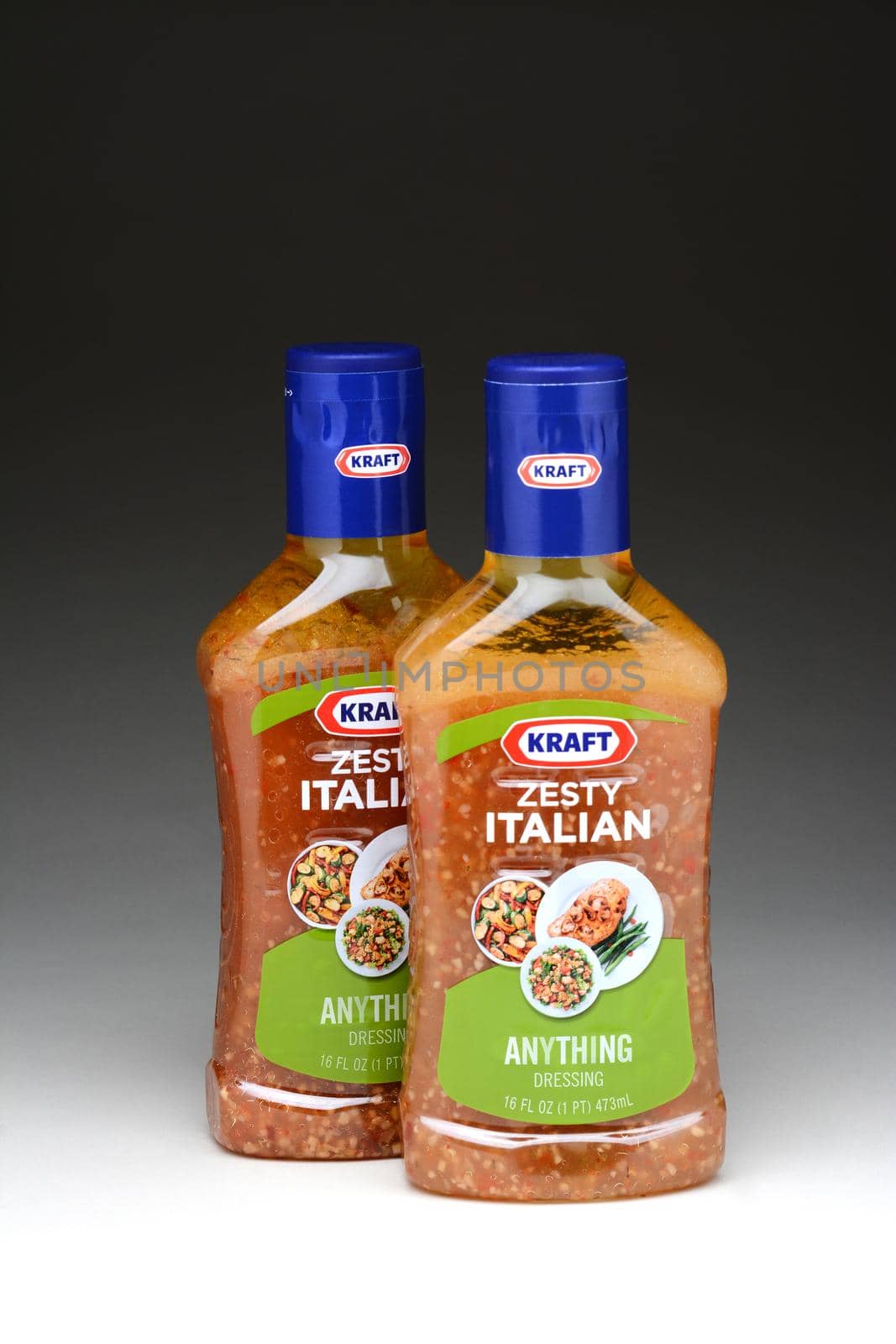 IRVINE, CA - January 11, 2013: Two 16oz. bottles of Kraft Zesty Italian Anything Dressing. Kraft Foods has 27 brands with sales in excess of $100 million annually.