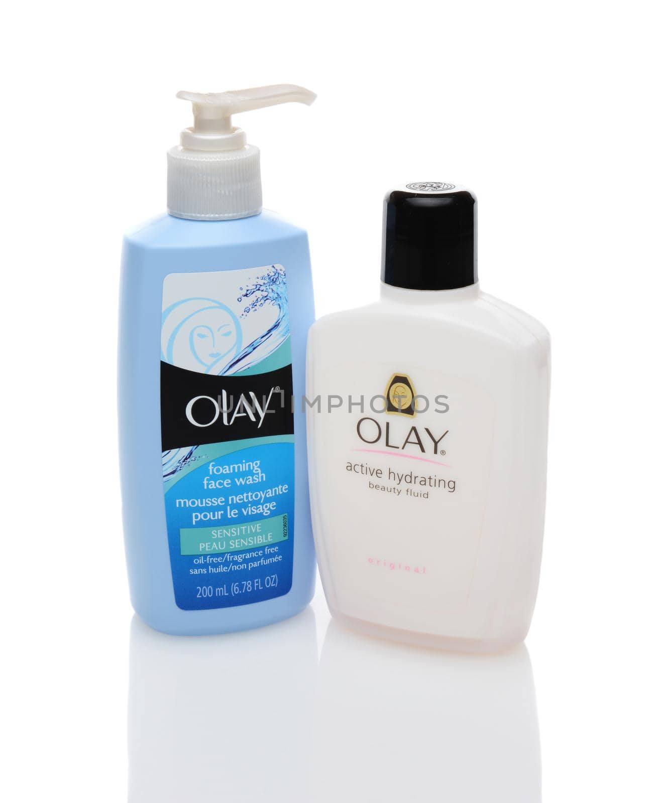 IRVINE, CA - DECEMBER 12, 2013: Two Bottles of Olay Beauty producys. Olay originated in South Africa as Oil of Olay, in 1949. It is now one of Procter & Gamble's multi-billion dollar brands. 