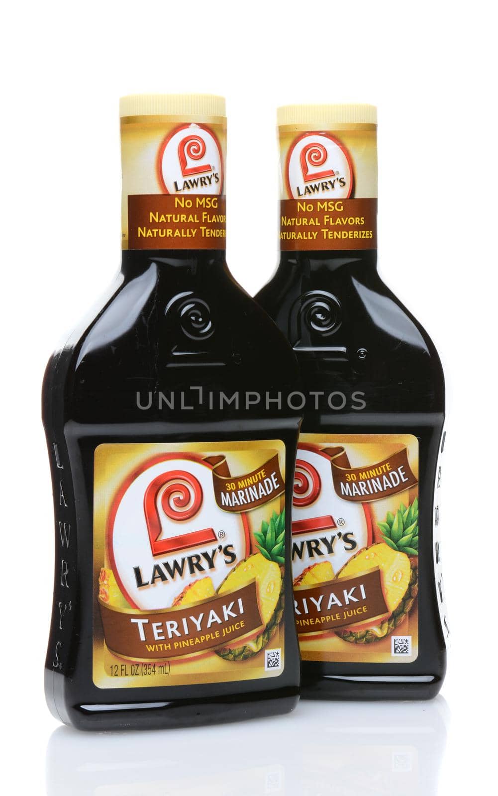 IRVINE, CA - JUNE 23, 2014: Two bottles of Lawry's Teriyaki Marinade. The brand owned by McCormick & Company, got its start at the Lawry's The Prime Rib Restaurant in Beverly Hills.