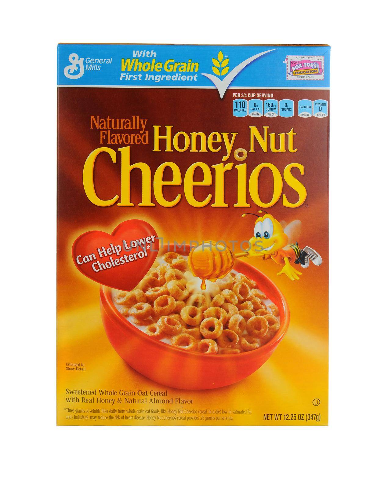 IRVINE, CA - January 11, 2013: A 12.25 oz box of Honey Nut Cheerios. Introduced in 1979 by General Mills it is a slightly sweeter version of the original Cheerios breakfast cereal.