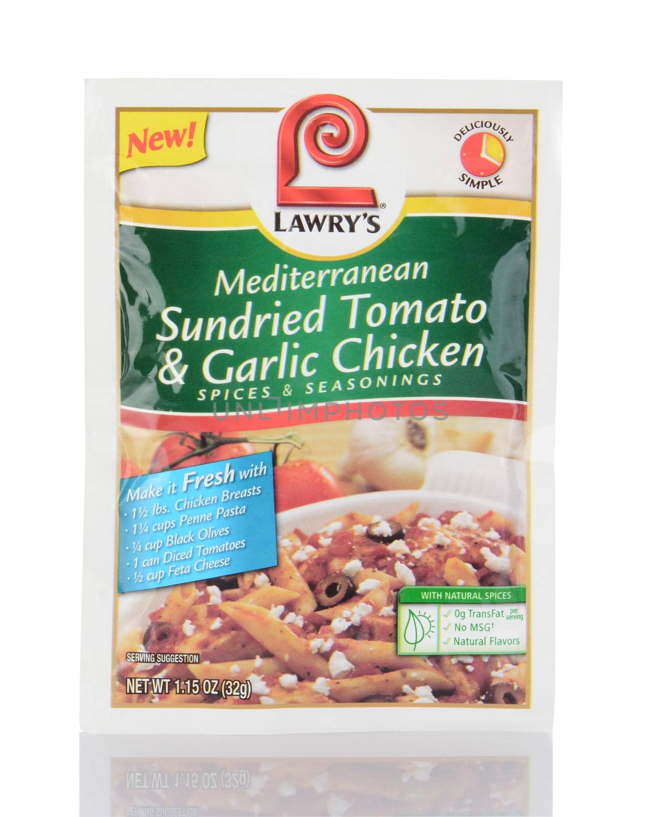 IRVINE, CA - January 05, 2014: Lawry's Mediterranean Sundried Tomato and Garlic Chicken Seasoning Packet.  Lawry's is owned by McCormick & Company and headquartered in Maryland.