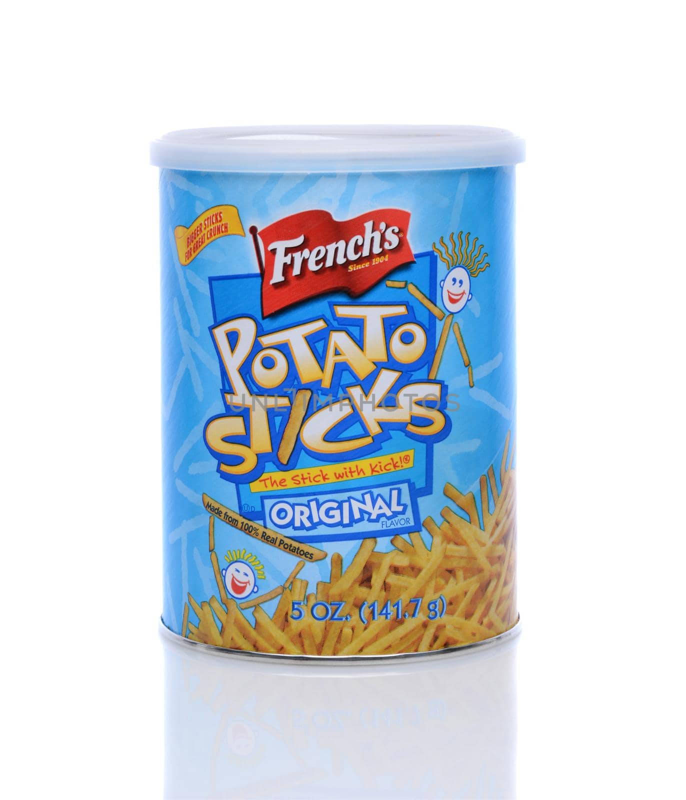 IRVINE, CA - May 14, 2014: A 5 ounce can of Frenchs Potato Sticks. A unit of Reckitt Benckiser, Frenchs has been producing Potato Sticks since 1904.