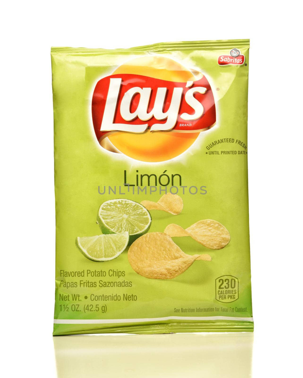 IRVINE, CA - APRIL 4, 2019: A package of Lays Limon Potato Chips, from the Frito-Lay Company. 