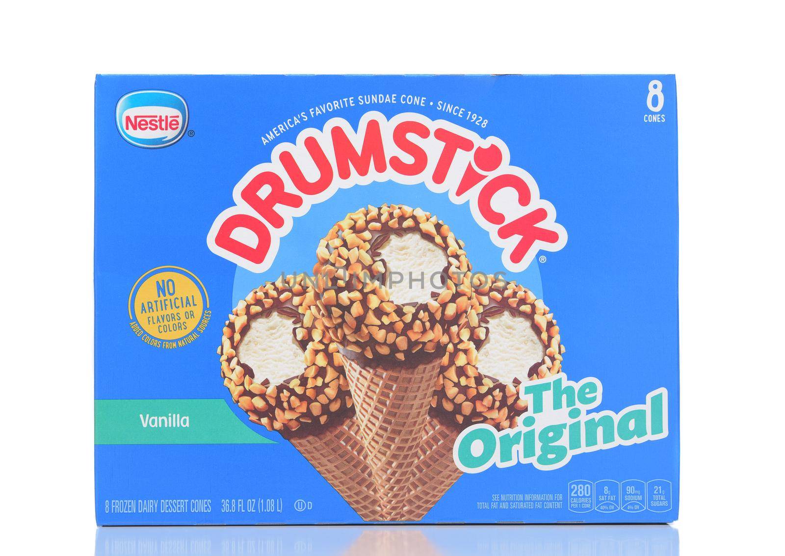 IRVINE, CALIFORNIA - 28 MAY 2021: An 8 pack box of The Original Vanilla Drumstick brand Ice Cream Novelty from Nestle. by sCukrov