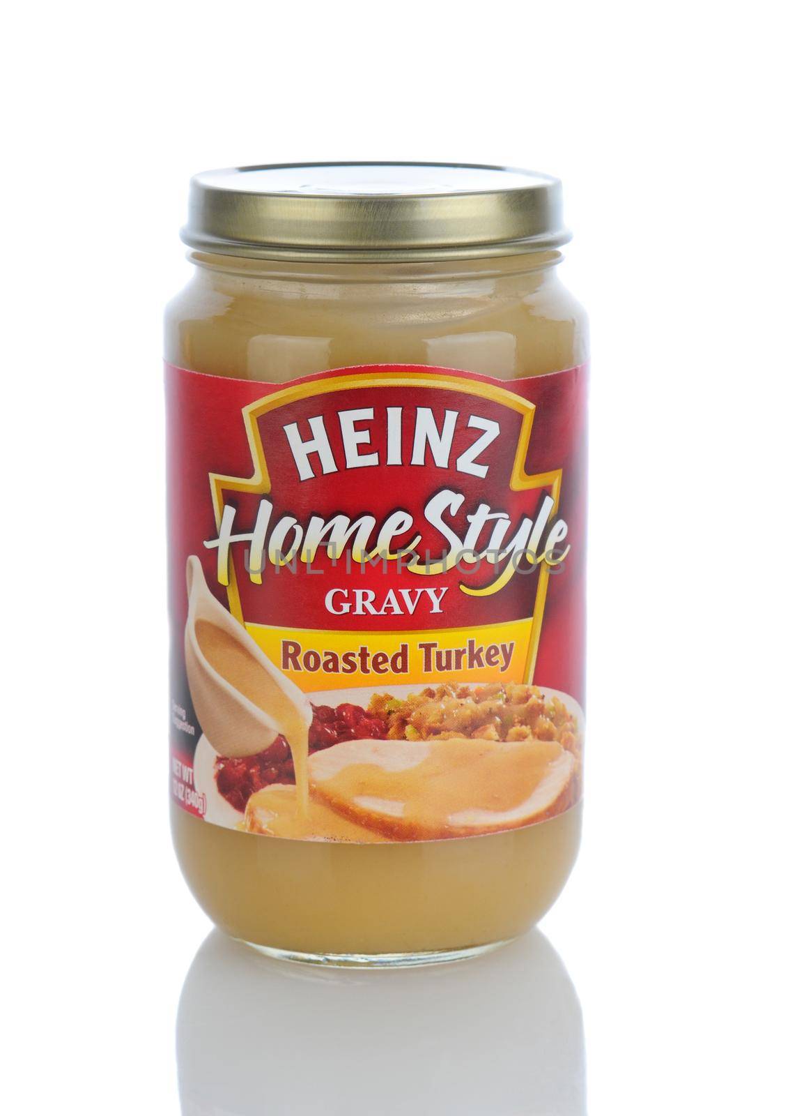 IRVINE, CA - January 11, 2013: A jar of Heinz Homestyle Roasted Turkey Gravy. The H. J. Heinz Company manufactures thousands of food products on six continents, and is in more than 200 countries.
