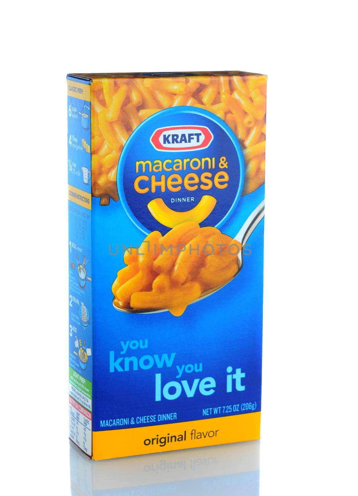 IRVINE, CA - January 11, 2013: A box of Kraft Macaroni and Cheese.  The packaged meal was first introduced in 1937 during the Great Depression.