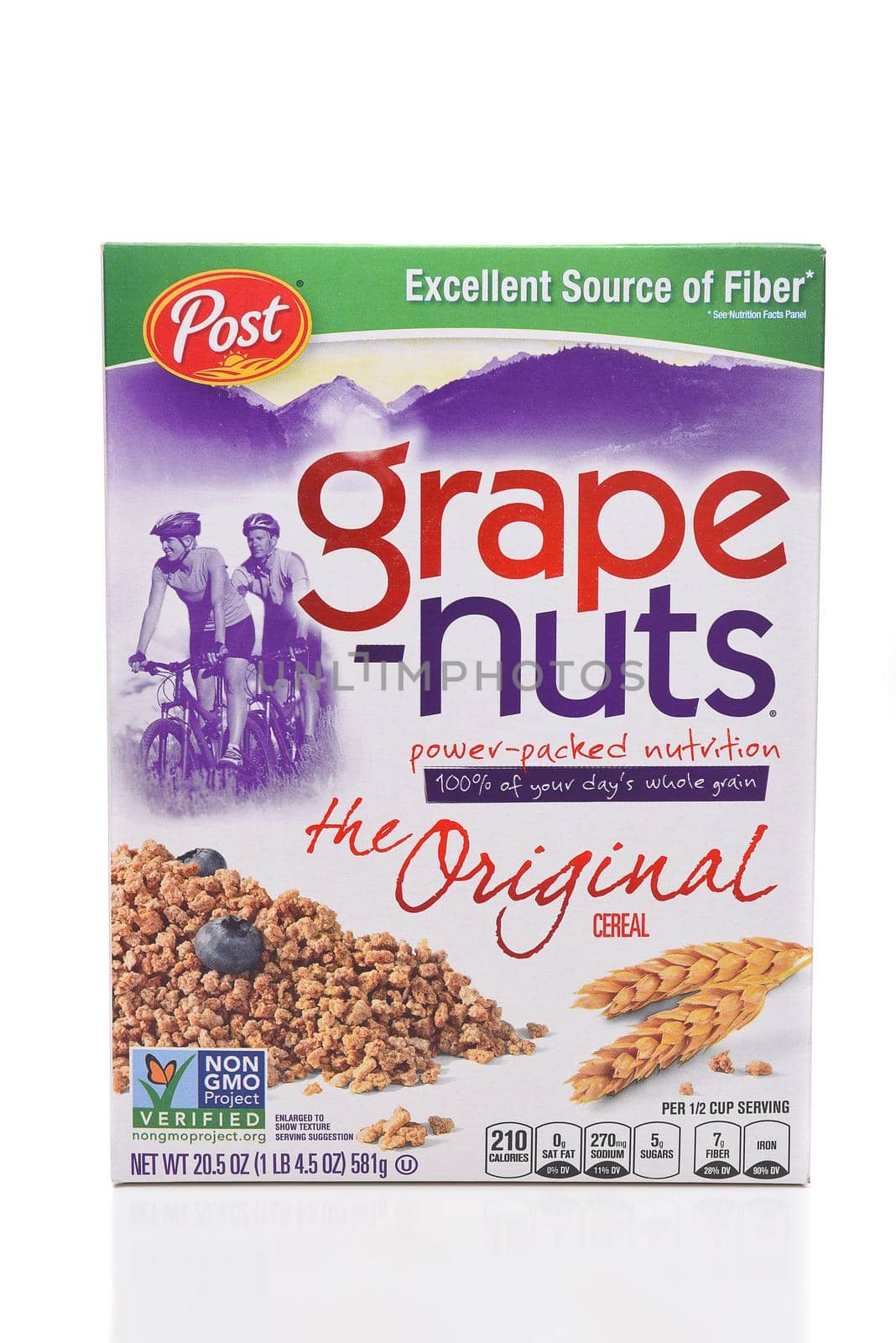IRVINE, CALIFORNIA - MARCH 10,  2018: A 24 ounce box of Post Grape-Nuts. Developed in 1897 by C. W. Post, the cereal contains neither grapes nor nuts; it is made with wheat and barley. 