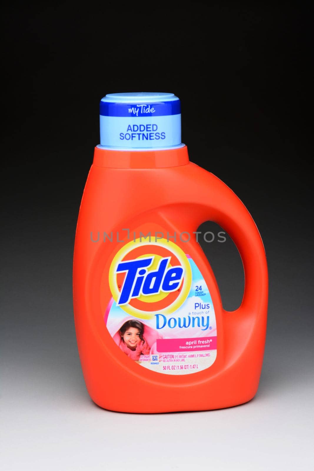 IRVINE, CA - January 11, 2013: A 50 ounce bottle of Tide Plus Downey Laundry Detergent. Tide has more than 30% of the liquid-detergent market, with more than twice as much in sales as the second most-popular brand.