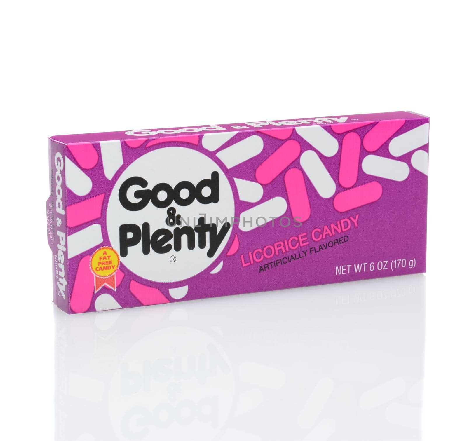IRVINE, CALIFORNIA - DECEMBER 12, 2014: A box of Good & Plenty Candy. First produced by the Quaker City Confectionery Company in 1893, it is the oldest branded candy in the United States.
