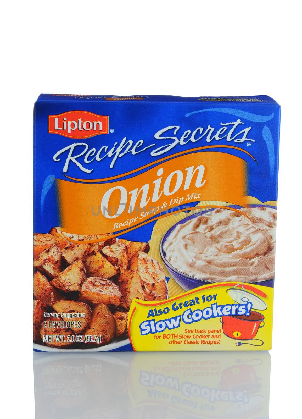 IRVINE, CA - January 11, 2013: A 2 oz. box of  Lipton Onion Soup and Dip Mix. Lipton is owned by Unilever one of the oldest multinational companies, with operations in over 100 countries.
