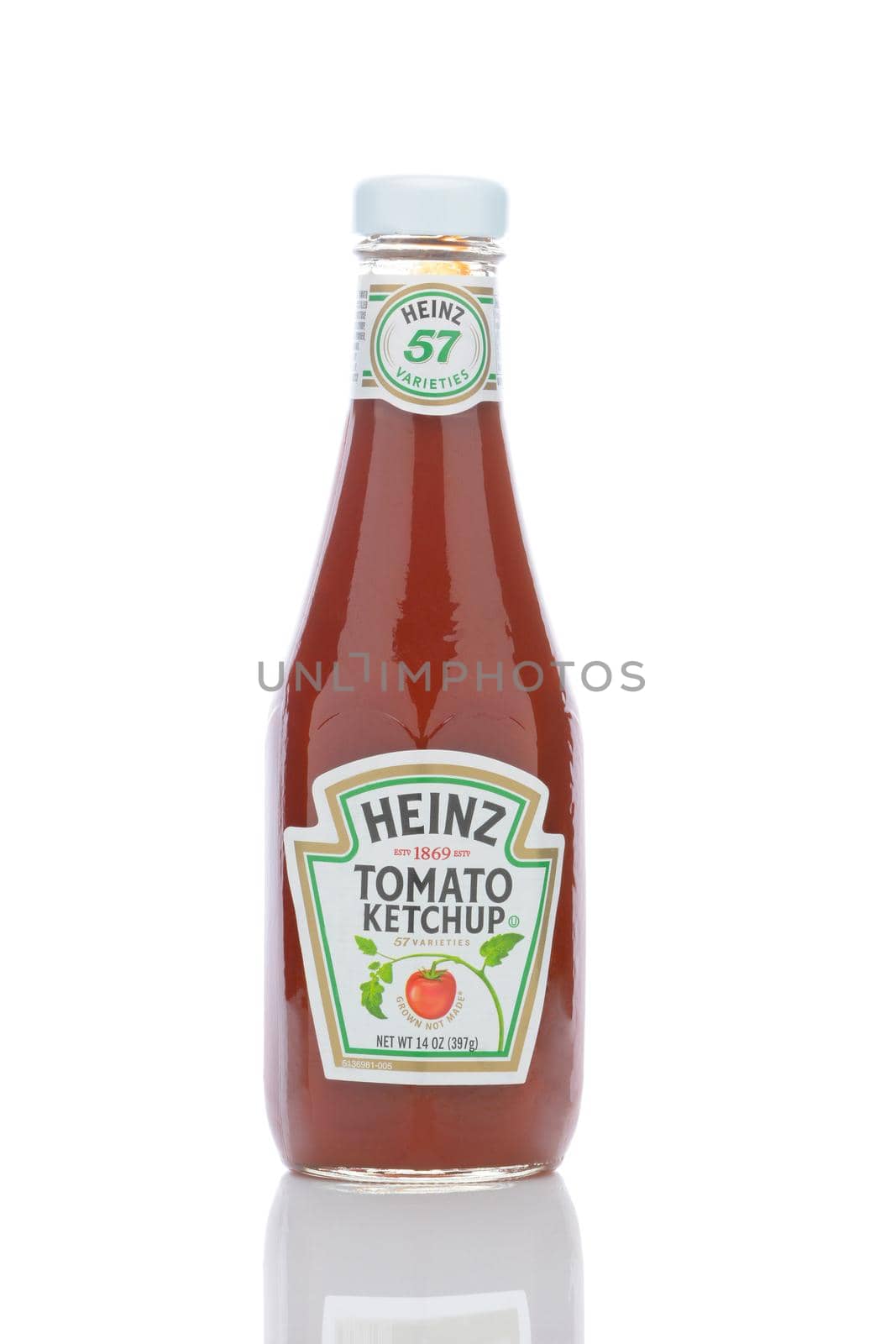 IRVINE, CALIFORNIA - MAY 23, 2019:  A 14 ounce glass retro bottle of Heinz Tomato Ketchup. 