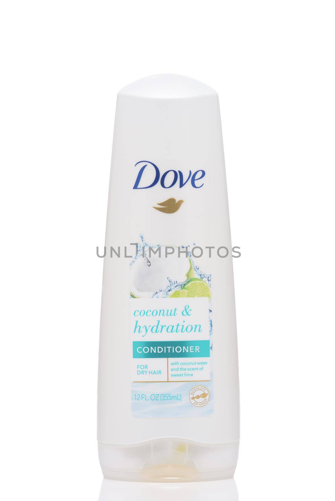 IRVINE, CALIFORNIA - 28 MAY 2021: A bottle of Dove Coconut and Hydration hair conditioner. by sCukrov