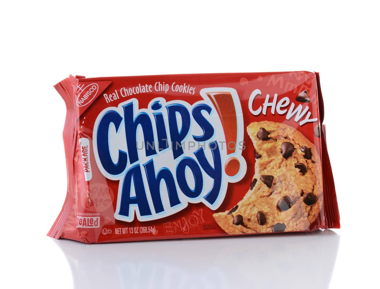 IRVINE, CA - FEBRUARY 1, 2015: Nabisco Chips Ahoy Chewy Cookies. Originally known as the National Biscuit Company, Nabisco is an American manufacturer of cookies and snacks.