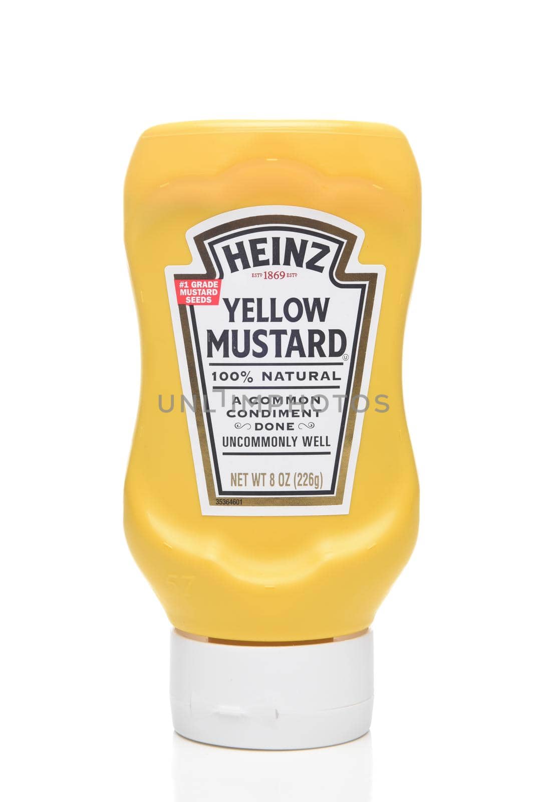 IRVINE, CALIFORNIA - OCT 27, 2018: A squeeze bottle of Heinz Yellow Mustard. 