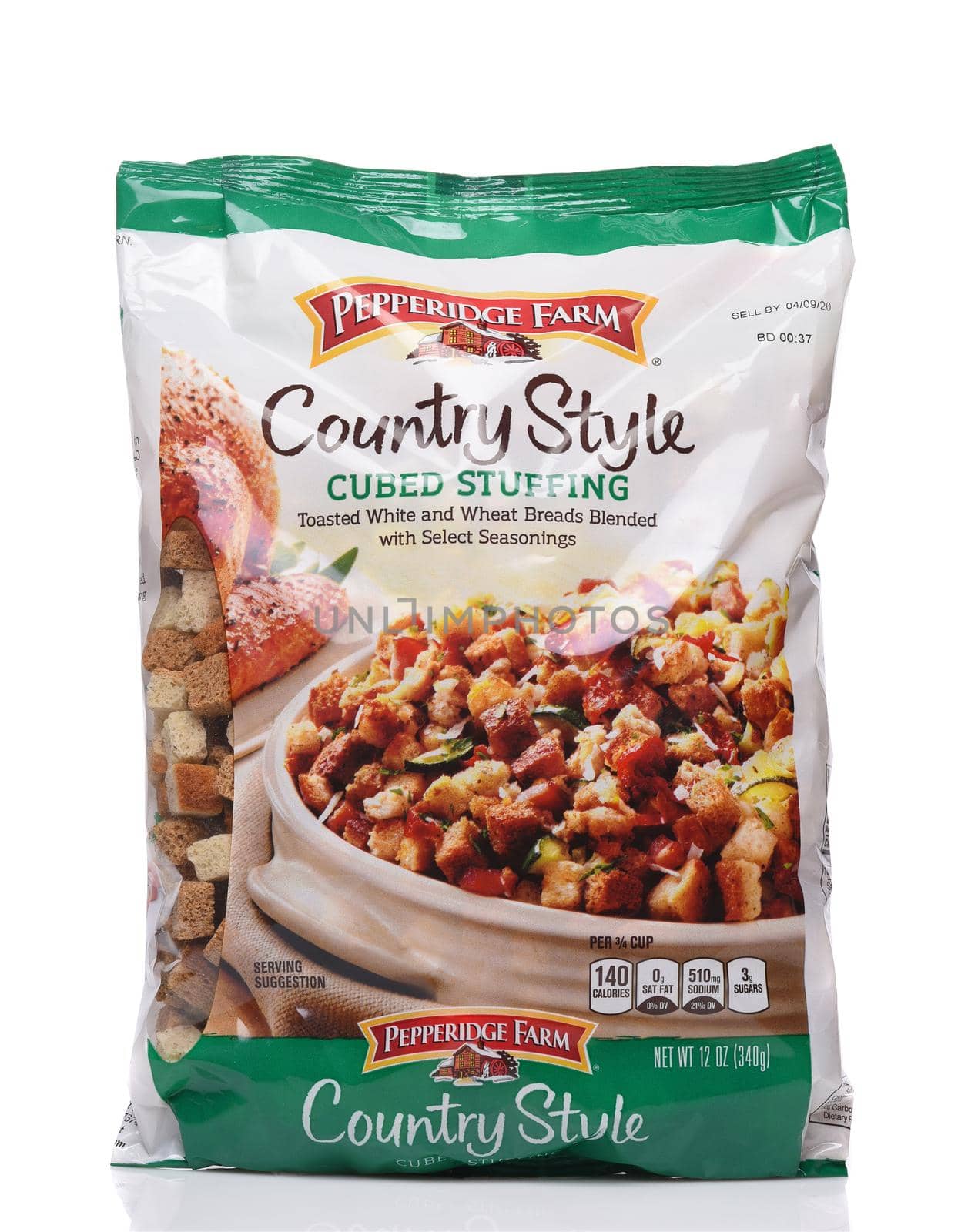IRVINE, CALIFORNIA - 24 DECEMBER 2019: A package of Pepperidge Farms Country Style Cubed Stuffing. 