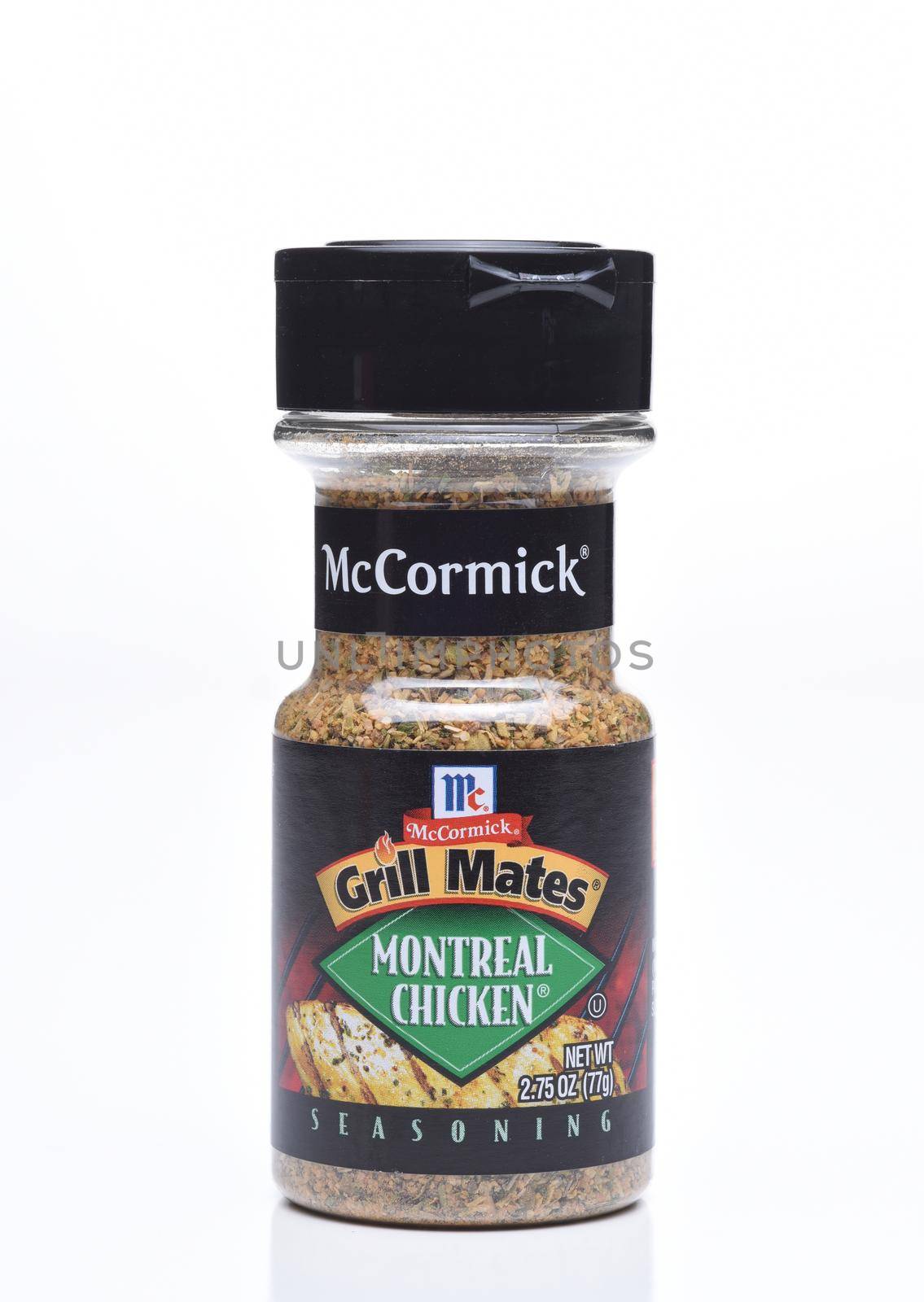 IRVINE, CALIFORNIA - DEC 4, 2018: A jar of  McCormick Grill Mates Montreal Chicken seasoning, a blend of garlic and herbs to liven up the flavor of grilled chicken, pork or seafood.