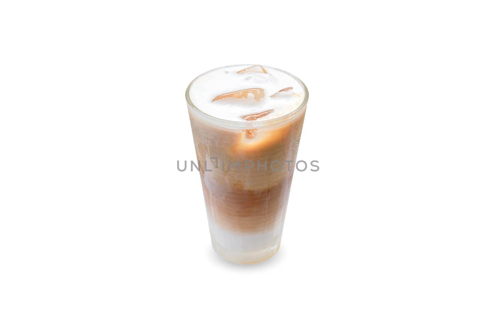 Iced coffee in a glass isolated on white background. by wattanaphob