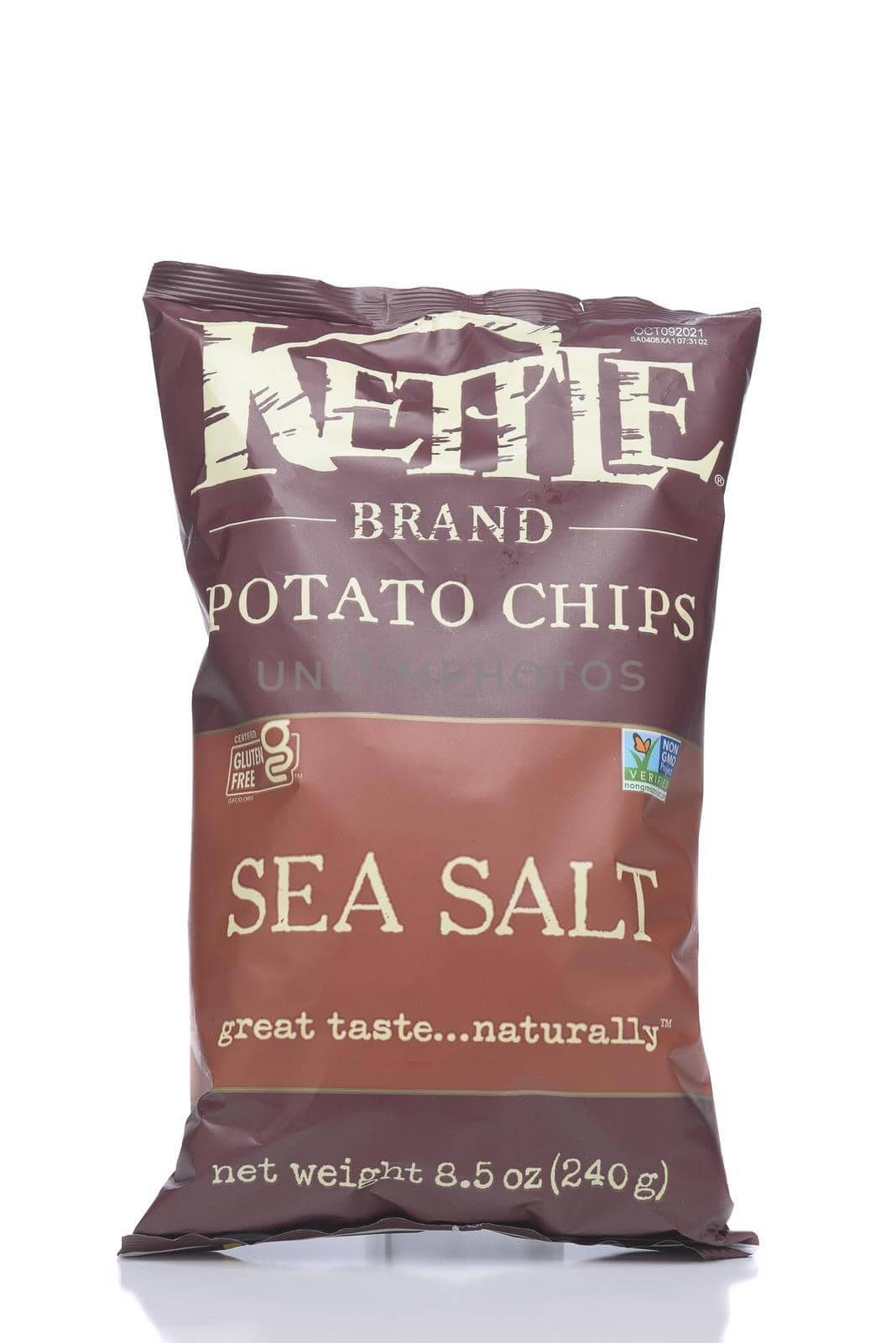 IRVINE, CALIFORNIA - 28 MAY 2021: A bag of Kettle Brand Sea Salt Potato Chips.  by sCukrov