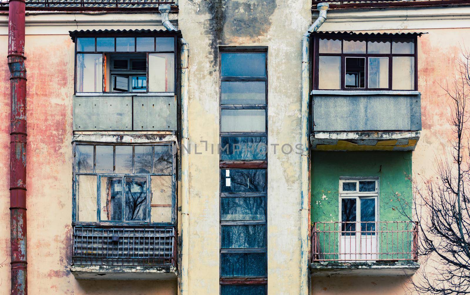 Old and worn soviet building in republic of Belarus.