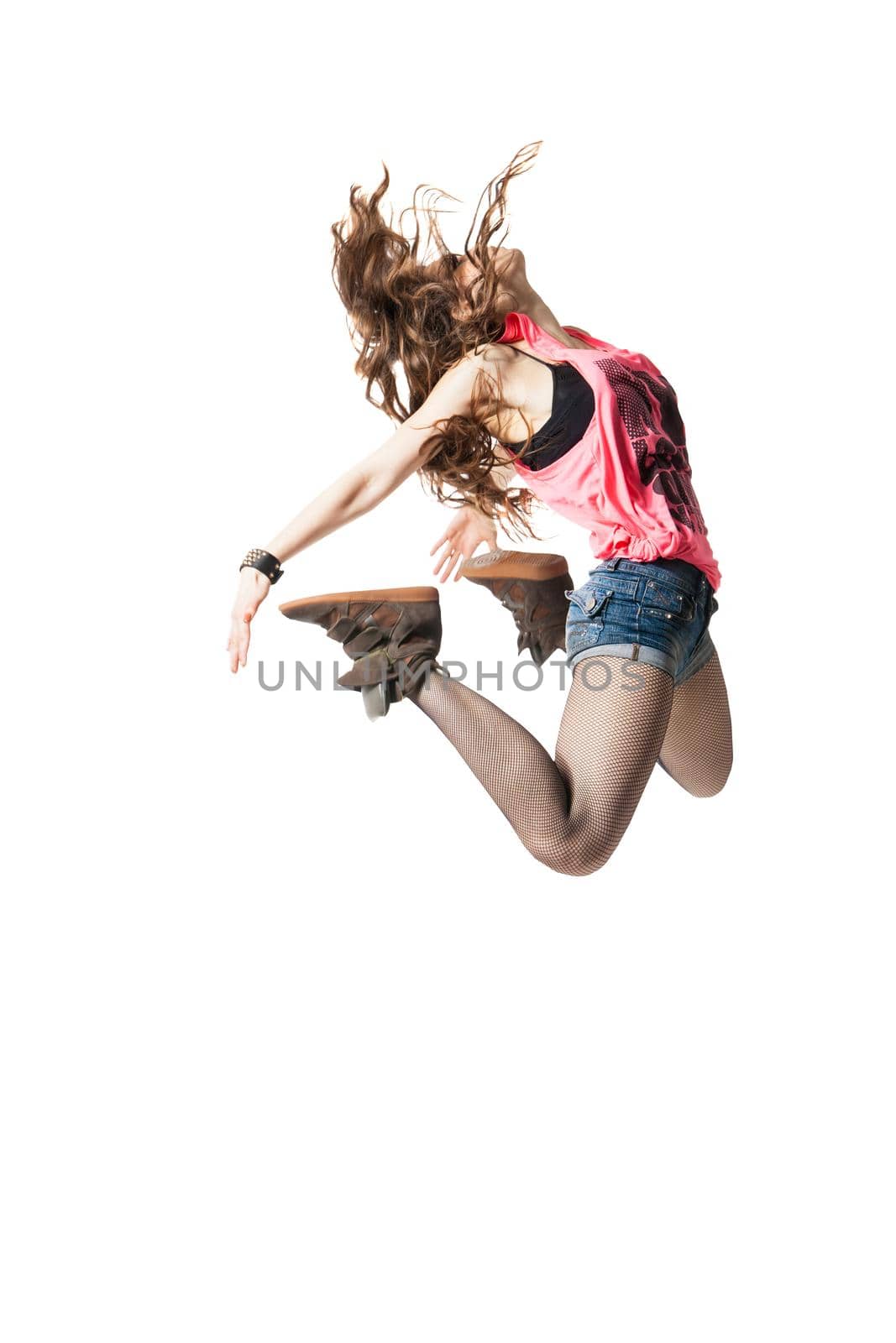 cool looking two dancing woman isolated on white background