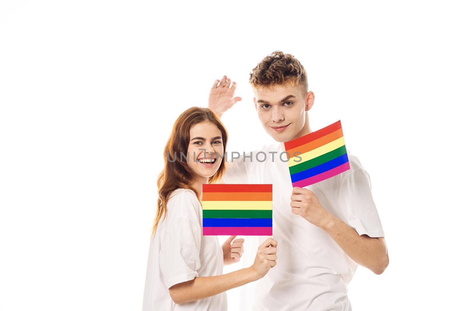 couple Flag lgbt transgender sexual minorities light background by Vichizh