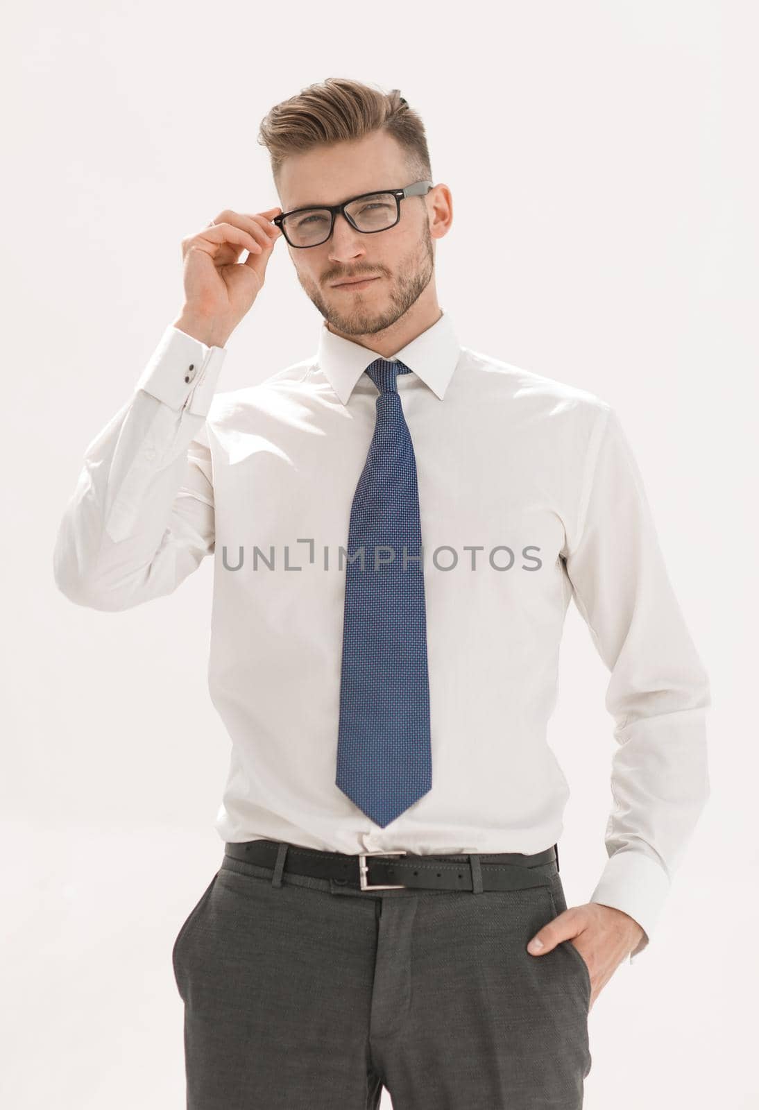 portrait of confident businessman isolated on white background